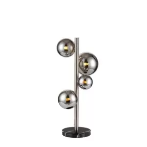 Marshall Table Lamp, 4 Light G9, Satin Nickel, Chrome Plated Glass