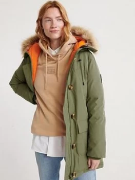 Superdry Rookie Down Parka Jacket - Green, Size 10, Women