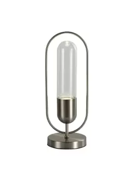 Table Lamp, 1 x 7W LED, 4000K, 790lm, Satin Nickel, Clear