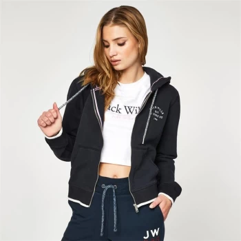 Jack Wills Nellie Zip Through Logo Hoodie - Black