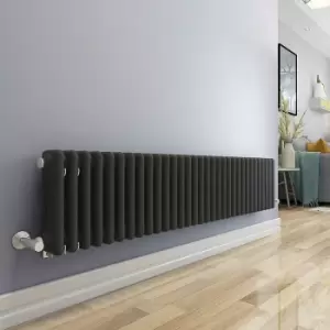 WarmeHaus Traditional Cast Iron Style Radiator Anthracite Horizontal Triple Panel 300x1462mm