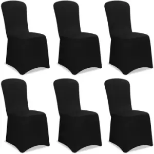 Deuba - 6x Chair Cover Cloth Stretch Spandex Wedding Birthday Party Event Banquet Decor Black