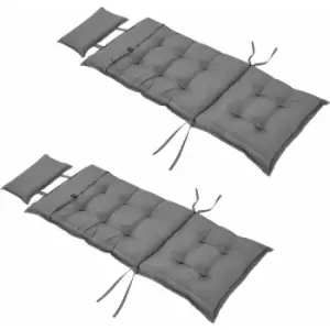 Outsunny - 2 Pieces Patio Chair Cushion Set, High Back Seat Pads with Pillow, Grey - Dark Grey