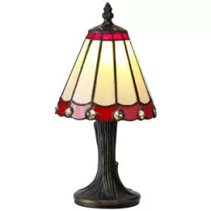 Luminosa Lighting - Tiffany Table Lamp, 1 x E14, Red, Clear Crystal Shade