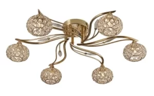 Leimo Flush Ceiling 6 Light French Gold, Crystal