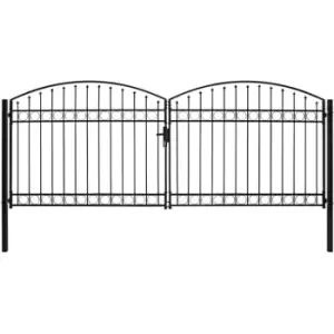 Vidaxl - Fence Gate Double Door with Arched Top Steel 400x175cm Black Black