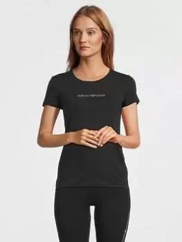 Emporio Armani Bodywear Diamante Detail Lounge T Shirt - Black, Size XS, Women