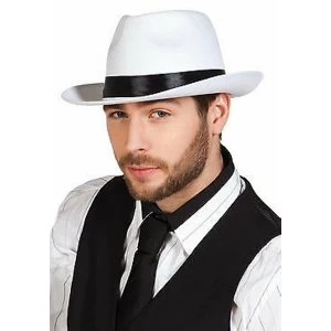 Mafia Mens Hat Fancy Dress One Size (White)