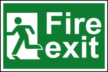 Spectrum Industrial Fire Exit RM Left SA PVC Sign 300x200mm 1508