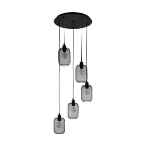 Hanging Ceiling Pendant Light Black Mesh 5x 60W E27 Hallway Feature Lamp