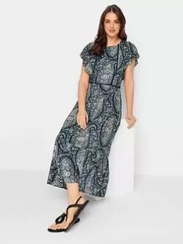 Long Tall Sally Paisley Print Maxi Dress - Navy , Black, Size 16, Women