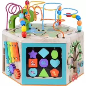 Preschool 7 in 1 Large Educational Wooden Activity Cube With Abacus and Xylophone PS-T0005 - Multi - Teamson Kids