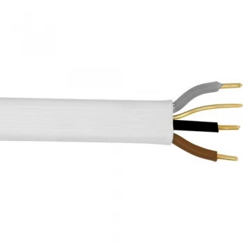 Zexum White 1.5mm 16A Brown Black Grey Three Core and Earth 6243B Flat LSZH Low Smoke Zero Halogen Harmonised Lighting Power Cable - 50 Meter