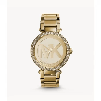 Michael Kors Womens Parker Three-Hand Gold-Tone Stainless Steel Watch - Gold