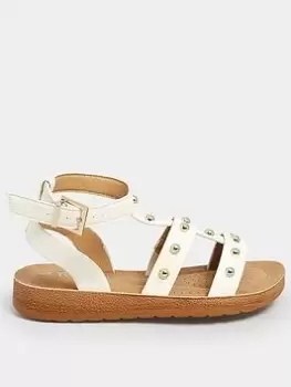 Yours Extra Wide Fit Studded Gladiator Sandal White, Size 4Eee, Women