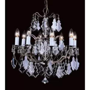 Impex Louvre Antique Brass Crystal 8 Arm Chandelier