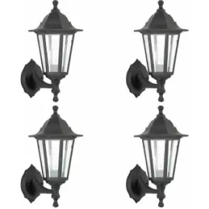 Loops - 4 pack Traditional Lantern IP44 Wall Light - 60W E27 gls LED - Dimmable Lamp