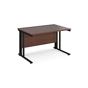 Rectangular Straight Desk Walnut Wood Cable Managed Legs Black Maestro 25 1200 x 800 x 725mm