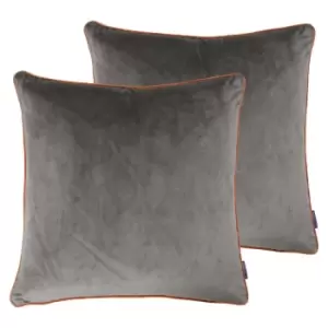 Paoletti Meridian Twin Pack Polyester Filled Cushions Mocha/Pumpkin