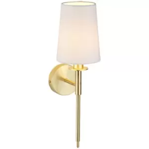 Merano Lighting - Merano Florence Wall Lamp Satin Brass Plate & Vintage White Fabric