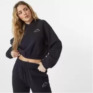 Jack Wills Cropped Graphic Hoodie - Black