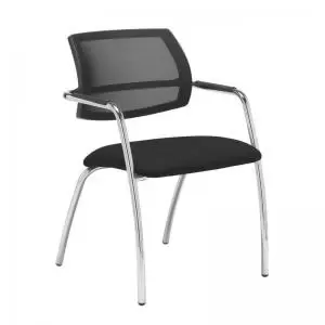 Tuba chrome 4 leg frame conference chair with half mesh back - Havana