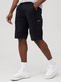 Superdry Core Cargo Shorts - Black, Navy, Size 38, Men