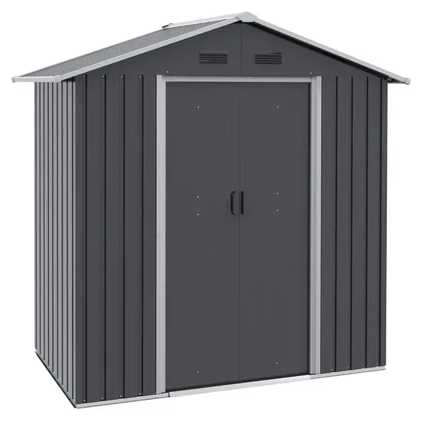 6.5ft x 3.5ft Garden Shed, Metal Shed for Garden and Outdoor Storage, Dark Grey