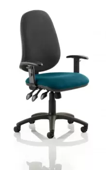 Eclipse XL Lever Task Operator Chair Black Back Bespoke Seat With Height Adjustable Arms In Teal