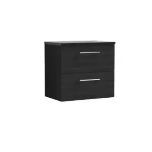 Nuie Arno 600mm Wall Hung 2 Drawer Vanity & Sparkling Black Laminate Top Charcoal Black