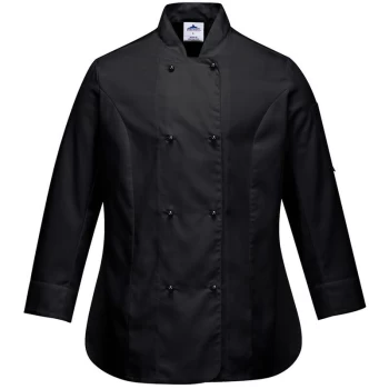 C837BKRM - sz M Rachel Ladies Long Sleeve Chefs Jacket - Black - Portwest