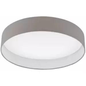 Loops - Flush Ceiling Light Colour White Shade Taupe Fabric Bulb LED 24W Included