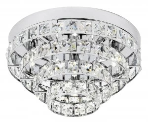 4 Light Flush Ceiling Light Chrome, Clear Crystal (K5) Glass, G9