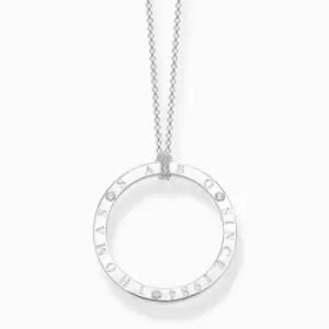 Sterling Silver White Stones Circle Necklace KE1877-051-14