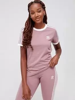 adidas Originals 3 Stripes Tee - Light Red, Light Red, Size 8, Women