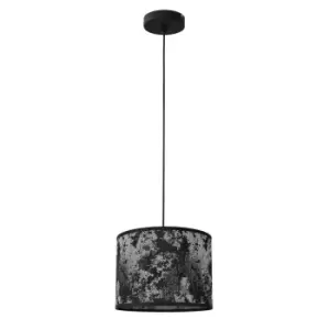 Abba Cylindrical Pendant Ceiling Light Black, Silver 20cm