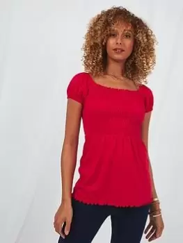 Joe Browns Joe's Essentials Shirred Top -red, Red, Size 8, Women