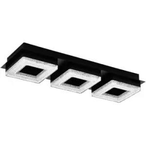 Loops - Wall Flush Ceiling Light Colour Black Shade Black Clear Plastic Crystal LED 3x4W