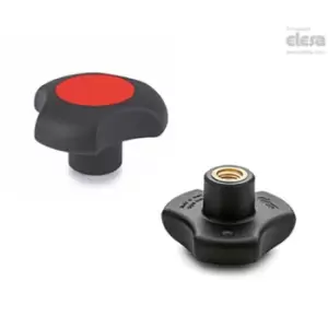 ELESA Lobe knob-VTT.32-C-B-M8-C6 Red