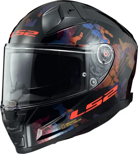 LS2 FF811 Vector II Kamo Glossy Black Blue-06 Full Face Helmet Size XL