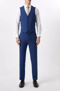 Plus And Tall Slim Fit Blue Birdseye Waitcoat