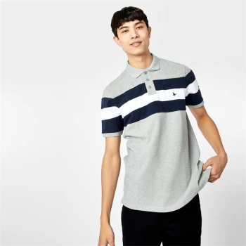 Jack Wills Cardwington Colour Block Polo - Grey Marl