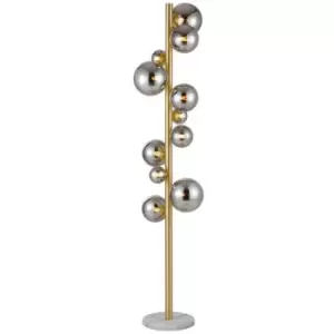 Luminosa Marshall Floor Lamp, 11 Light G9, Satin Gold, Chrome Plated Glass