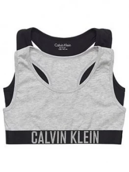 Calvin Klein Girls 2 Pack Bralettes - Black/Grey, Size Age: 8-10 Years, Women