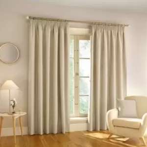 Enhancedliving - Enhanced Living Harvard Textured Blackout Pencil Pleat Curtains, Natural, 90 x 90 Inch