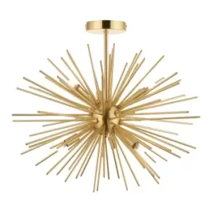 Orta Multi Arm Lamp Semi Flush Ceiling Lamp, Satin Brass Plate