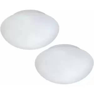 Loops - 2 pack Wall Flush Ceiling Light Colour White Shade White Glass Opal Matt E27 60W