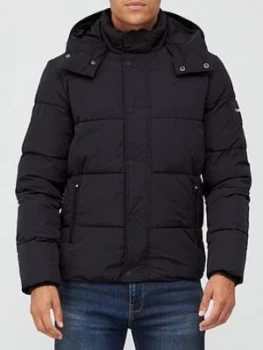 Calvin Klein Crinkle Nylon Padded Mid Length Jacket - Black