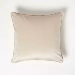 Homescapes - Cream Filled Velvet Cushion with Piped Edge 46 x 46cm - Cream