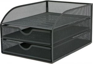 OSCO Graphite Wiremesh Triple Letter Tray with 2 Drawers